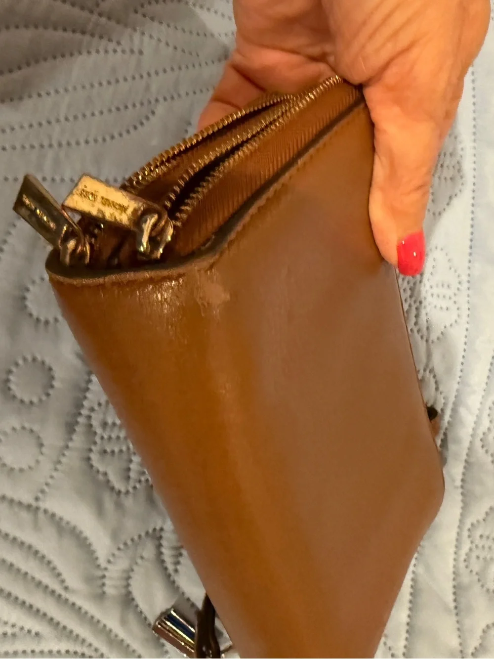 Michael Kors Tan Leather Zip-Around Wallet with Gold Hardware